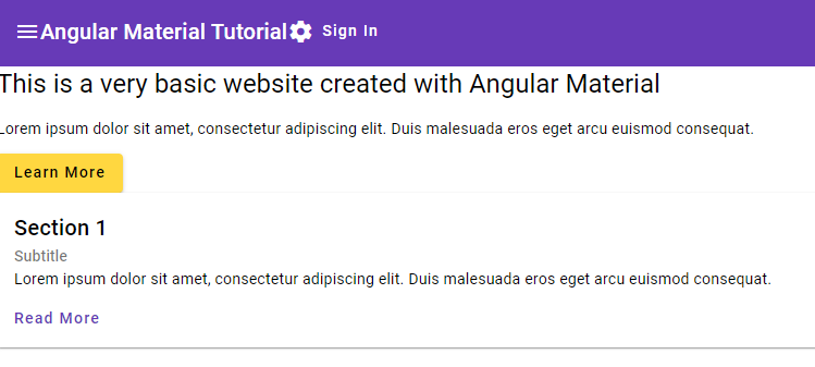 angular material website without styling