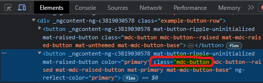Figuring out the angular material css classes by inspecting them using DevTools