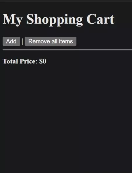 Shopping Cart Application Using Angular Signals Example Results