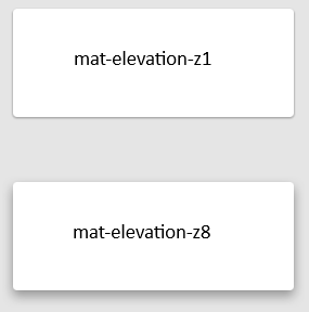 comparison between a card having mat-elevation-z1 and another card having mat-elevation-z8