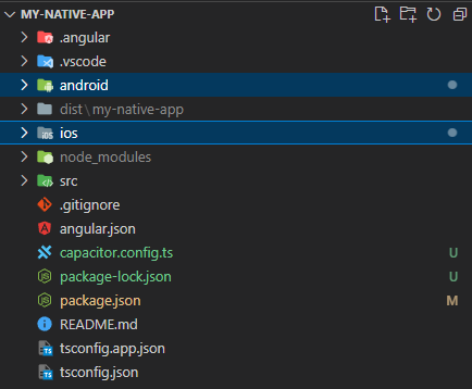 folder structure when adding capacitor native platforms